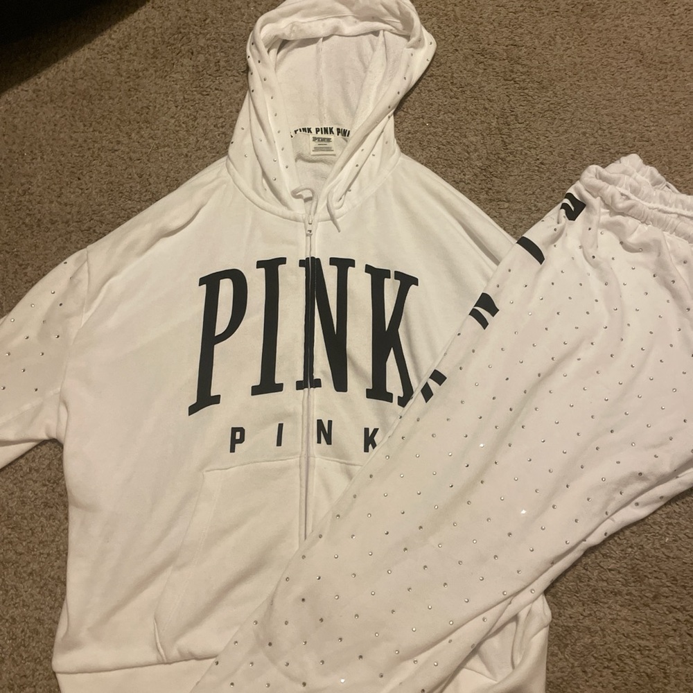 PINK bedazzled track suit